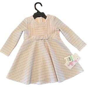 NWT Bonnie Jean Pink and Gray Striped Baby Dress
